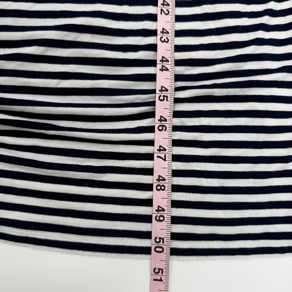 Loft Dress Women XS Petite White Blue Striped Sleeveless Long Coastal Nautical - Picture 10 of 11